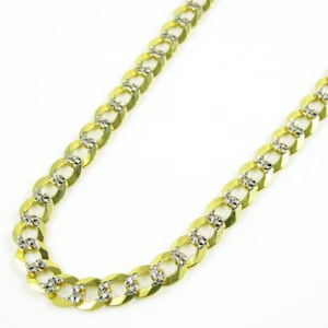 24 inches 3.7mm 10k Yellow Real Gold Miami Cuban Diamond Cut Chain Necklace 7.8 grams