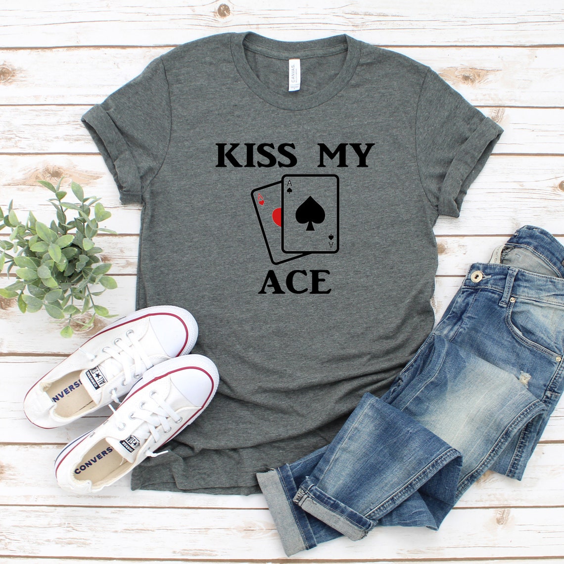 Kiss My Ace Poker Short Sleeve Tshirt Tee Funny Etsy
