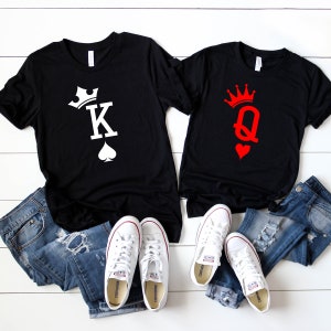 King & Queen Playing Card Coppie T-Shirt a maniche corte / Tee / Divertente / Vegas / Poker / Suits / Spades / Valentines
