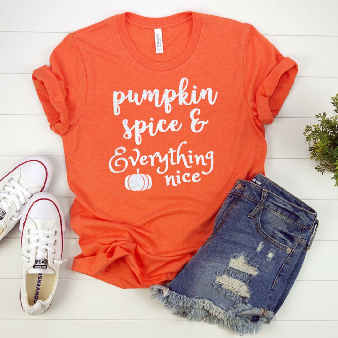 Pumpkin Spice & Everything Nice Glitter Short Sleeve T-shirt - Etsy