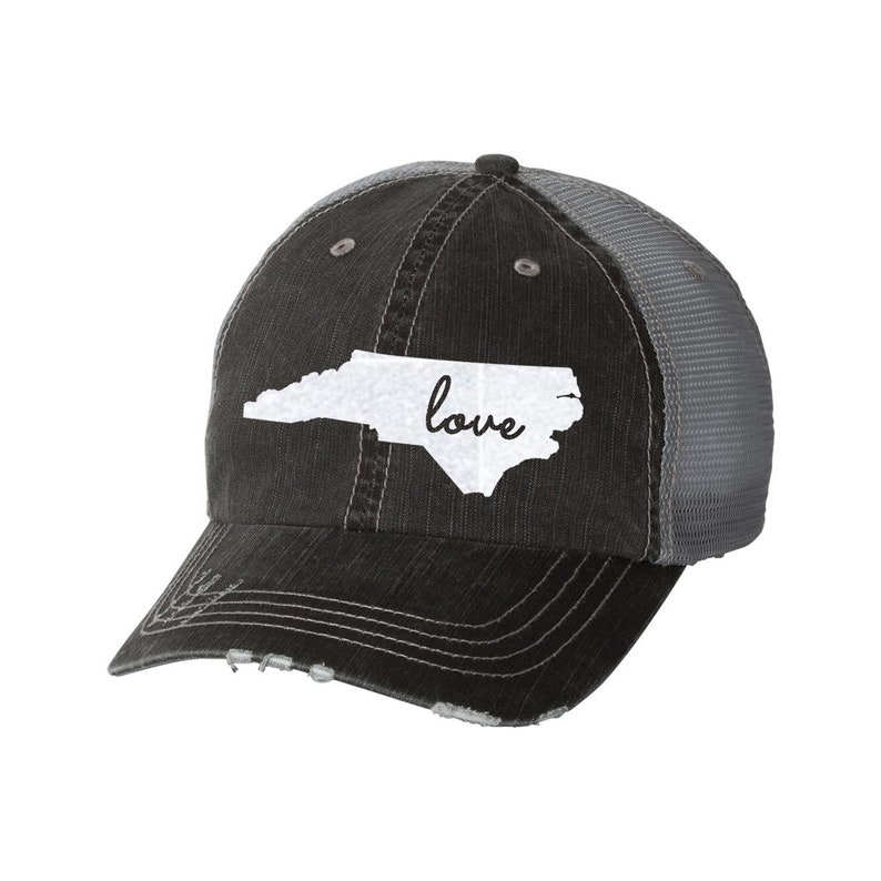 State of North Carolina Love Distressed Ladies Baseball Hat - Etsy