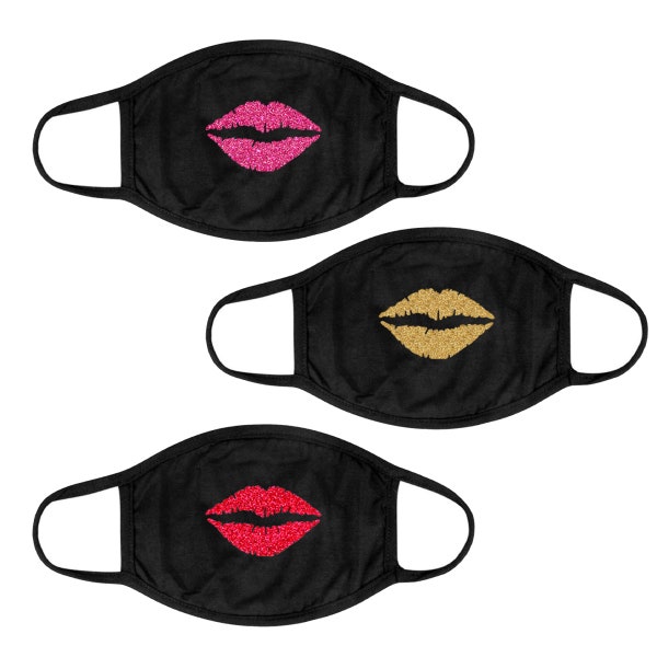 Funny Lips Glitter or Plain Face Mask | Face Cover | Social Distancing | Kiss | Lipstick