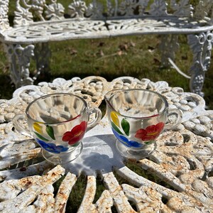Handpainted Glass Creamer and Sugar Bowl Set