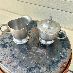 Pewter Creamer and Sugar Set