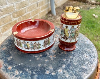 Colibri Grecian Fresco Ashtray and Lighter