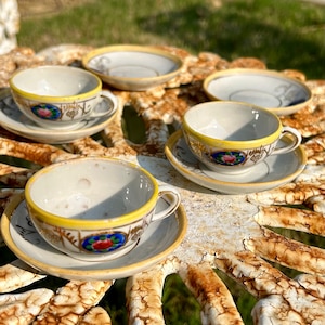 Set of 3 Hand-painted Porcelain Tea Cups