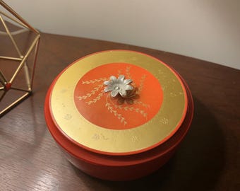 1950s Avon Powder Jar: Red Persian Wood Beauty Dust Container