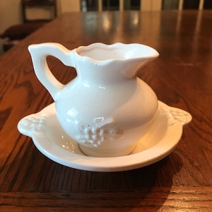 Milk Glass miniature pitcher with bowl