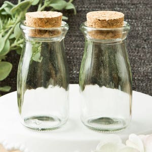 25 Perfectly plain collection Vintage Glass milk bottle with round cork top - Set of 25