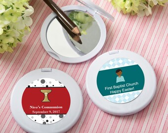 25 Personalized Religious Collection Mirror Compact Favors - Set of 25