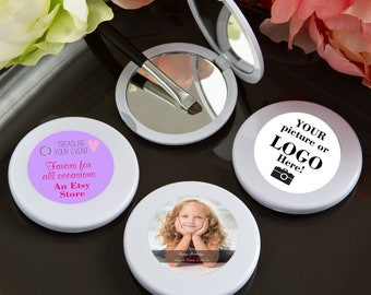 50 Personalized Custom Photo Mirror Compact Favors - Set of 50