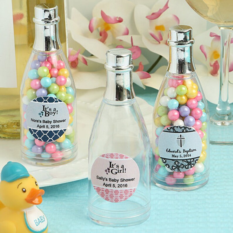 25 Personalized Baby Shower Clear Plastic Champagne Bottle Box Etsy