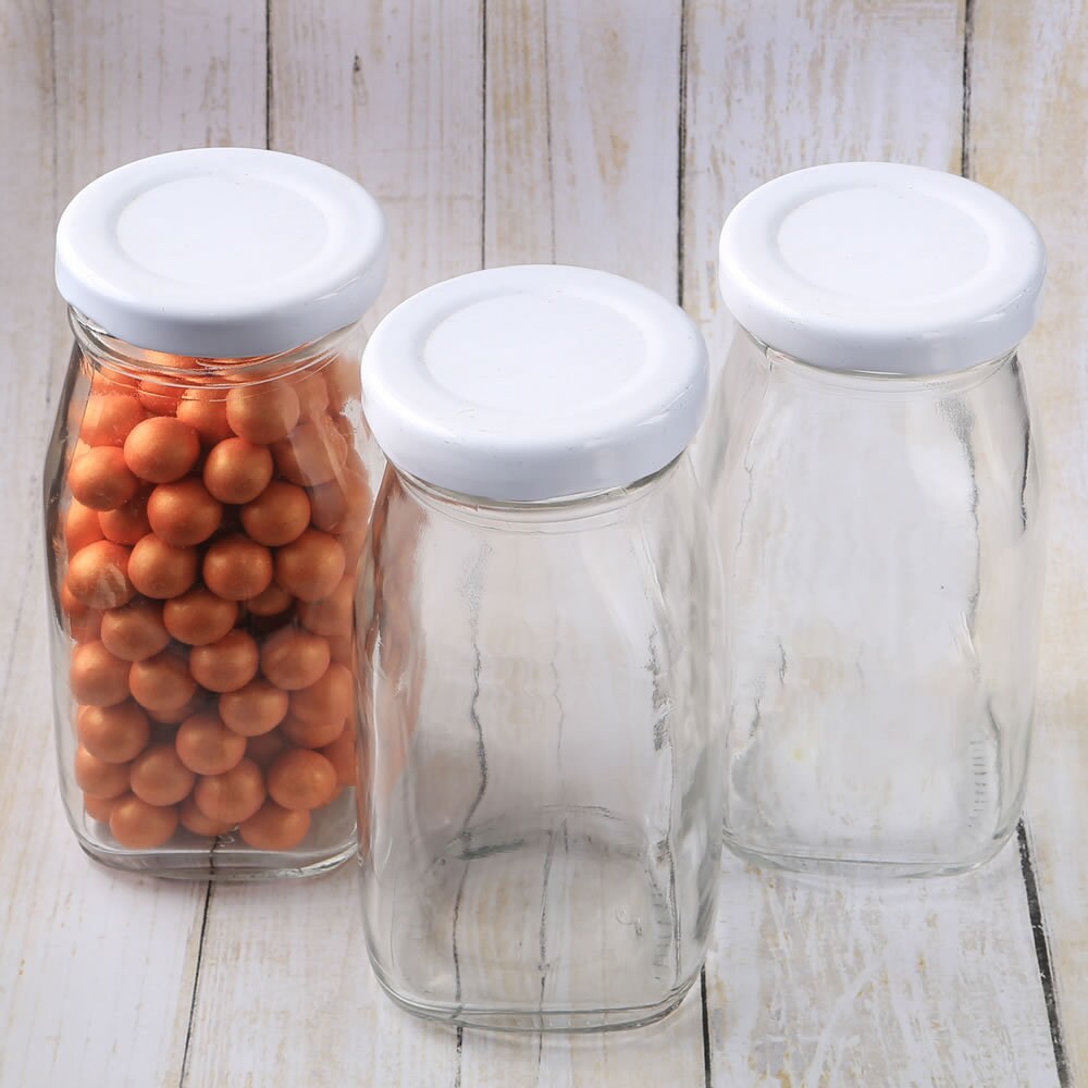 ZOOFOX 4 Pack 32 oz Glass Milk Bottles with 8 Metal Screw On Lids, Vintage  Milk Container for Refrig…See more ZOOFOX 4 Pack 32 oz Glass Milk Bottles