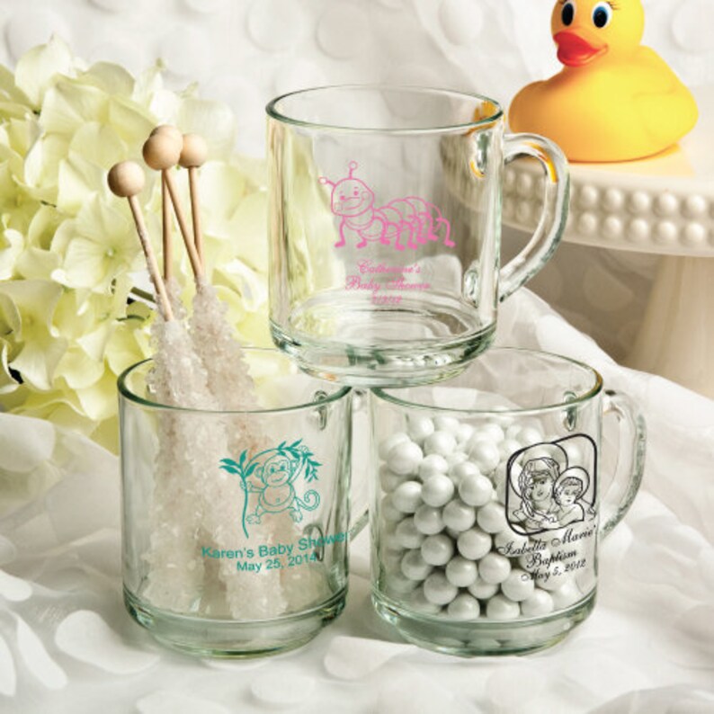 Glass Handy Mug Favors set of 25 25 Personalized 10 Oz