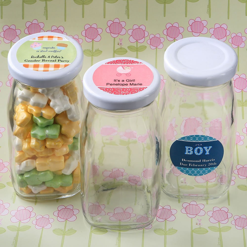 Milk Jars with Lids, It's a Girl Baby Shower Party Favors (4 In, 12 Pack)