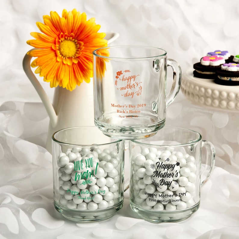 Glass Handy Mug Favors set of 25 25 Personalized 10 Oz