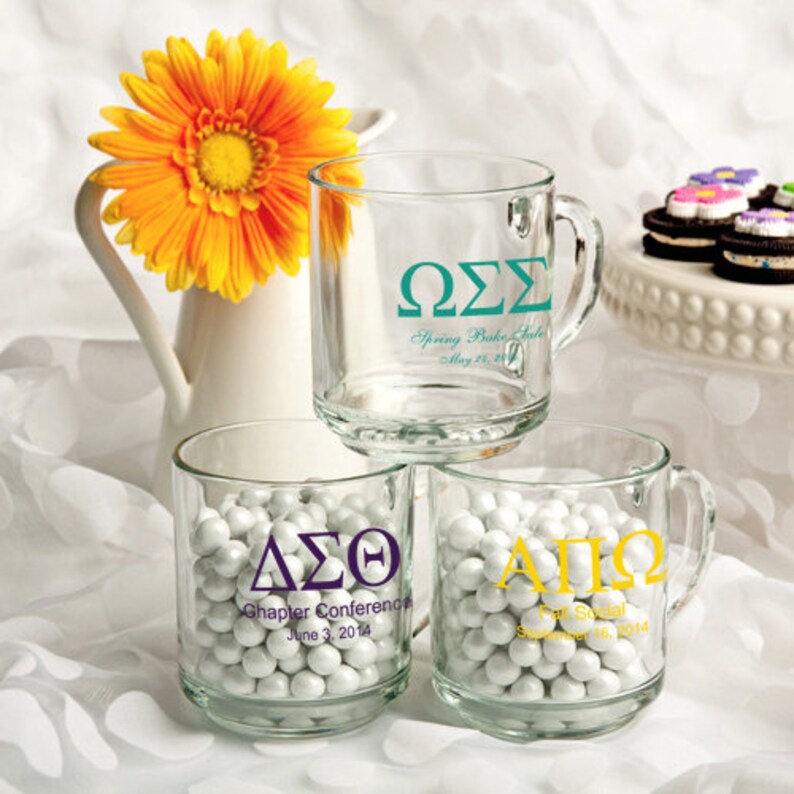 Glass Handy Mug Favors set of 25 25 Personalized 10 Oz
