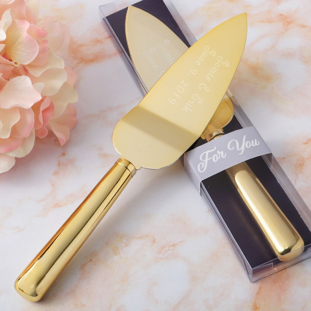 Engraved Exquisite Gold Engraved Cake Server