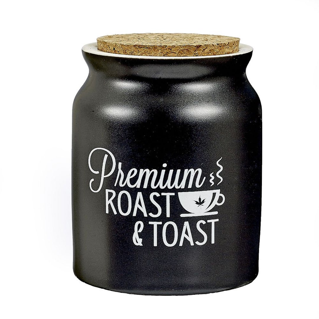 Black Premium Roast and Toast Stash Jar Etsy