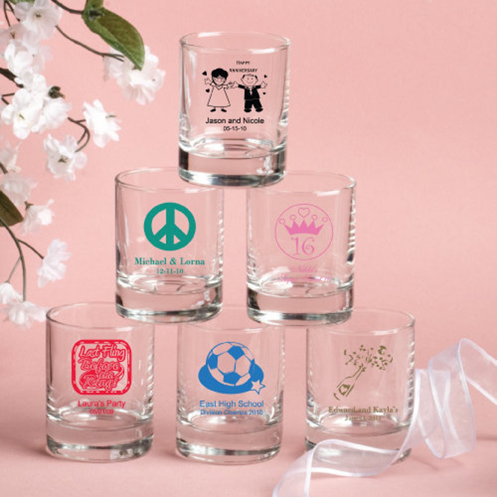 50 Personalized Wedding Shot Glass / Votive Candle Holder Etsy