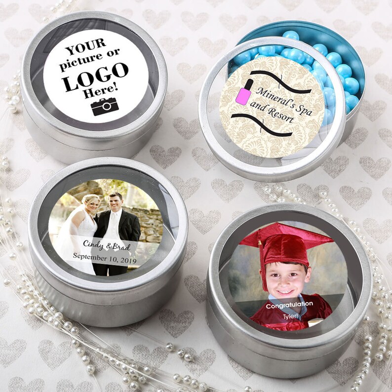 50 Personalized Custom Photo Matte Silver Mint Tins With A Etsy