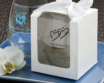 White Gift Box For Cupcakes/Personalized 9oz stemless wine glasses