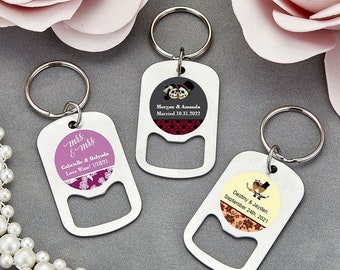 50 Personalized Stainless Steel Bottle Opener Key Chains - Set of 50