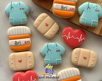 2 dozen mini Nurse Doctor sugar cookies. Nurse appreciation week gifts Nurse gift. Nurse cookies .