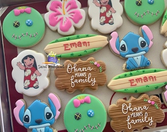 2 dozen Blue alien Lilo sugar cookies