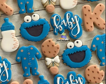 2 Dozen monster baby shower cookies