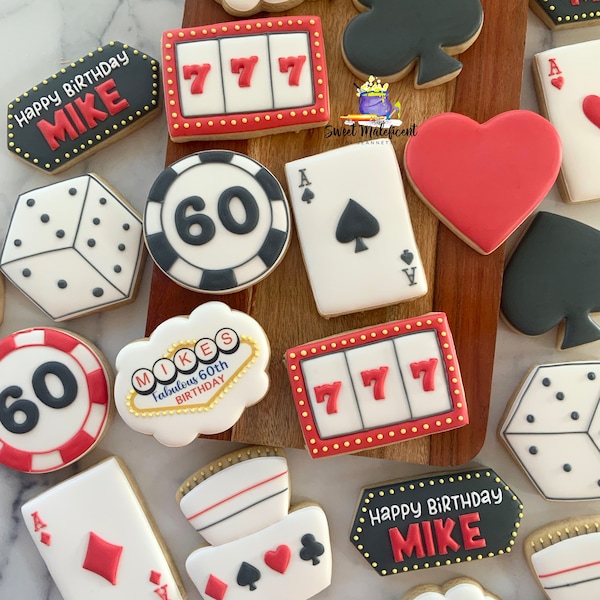 2 docenas de galletas de azúcar de cumpleaños de casino