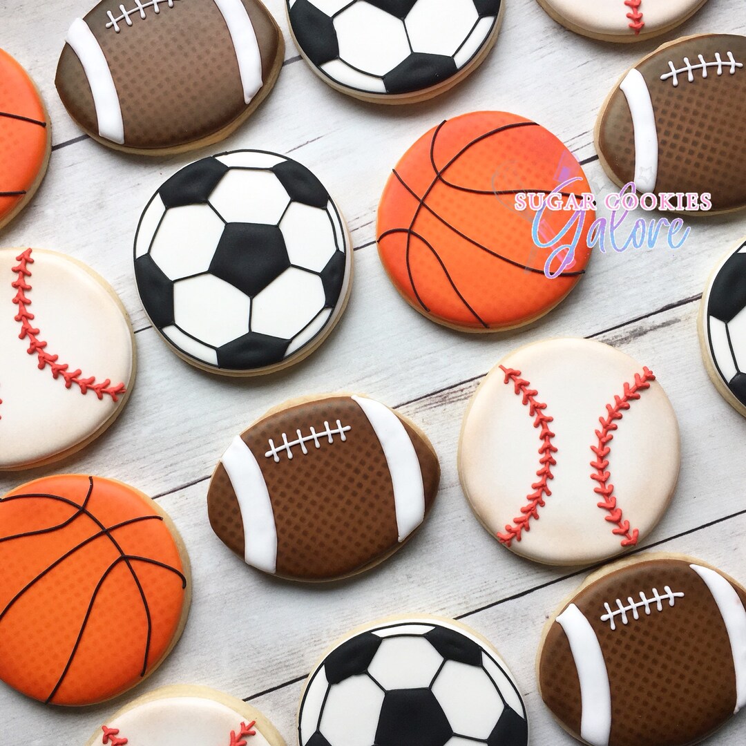 2 Dozen Variety Sports Sugar Cookies Baseball Soccer Football