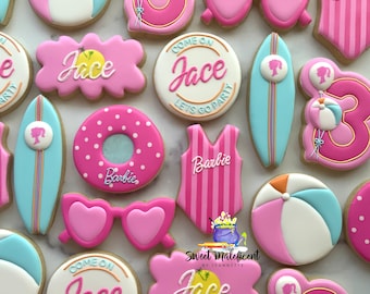 2 dozen doll pool party birthday cookies