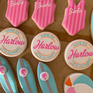 2 dozen doll pool party birthday cookies afbeelding 2