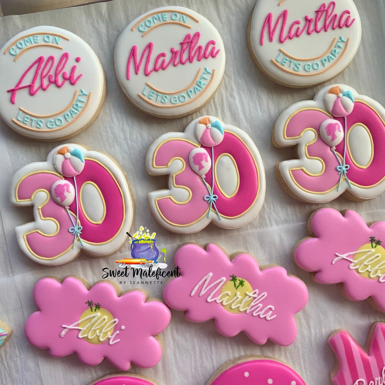 2 dozen doll pool party birthday cookies afbeelding 4