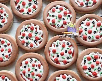 Pizza Cookies, 2 Dozen • Decorated Sugar Cookies