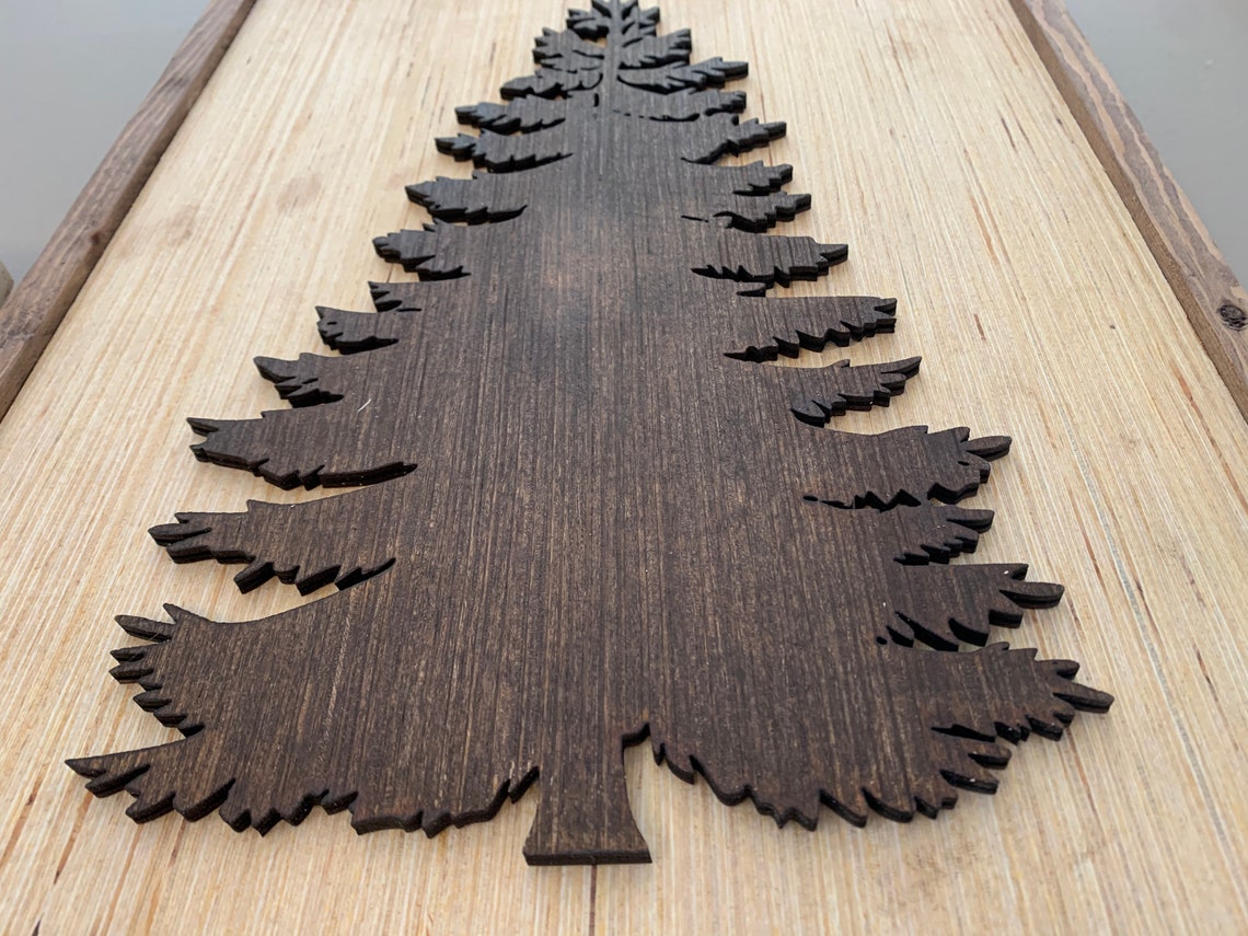 Wood Pine Tree Set Pine Tree Wood Wall Art Wooden Tree Wall Etsy