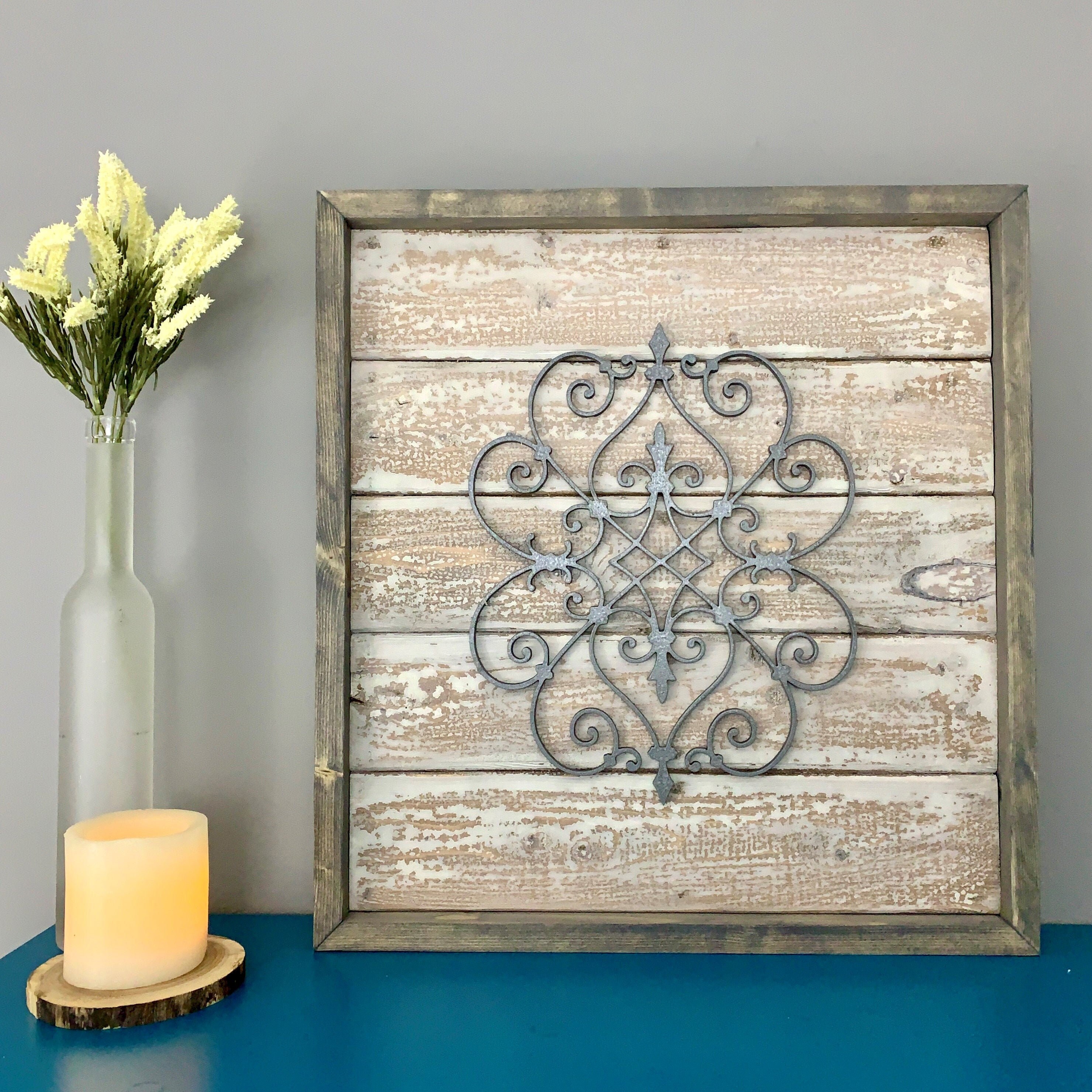 Medallion Wood Wall Décor Medallion Wall Art Whitewash Wall Etsy