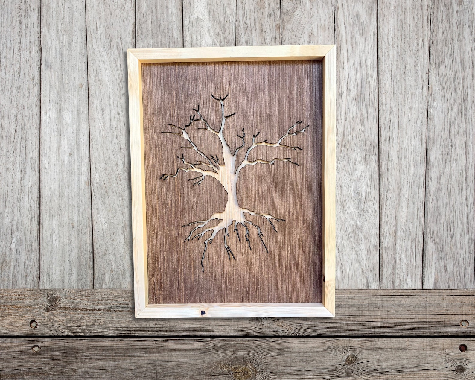 Tree Root Wall Art Wood Tree Wall Décor Framed Tree Wall Etsy