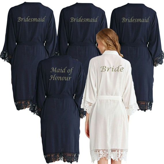 navy bridesmaid dressing gowns