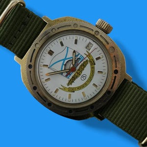 Vintage soviet military watch Vostok Komandirskie 17 jewels submarine NAVY Union of Submariners, diver's USSR Diver mechanical wristwatch