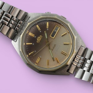 Orologio da polso meccanico ORIENT 3 stelle AAA 21j, automatico giapponese d'epoca in acciaio inox, quadrante sfumato