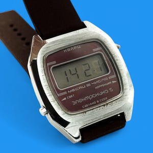 Early vintage LCD watch Elektronika 5 Quartz retro digital wristwatch