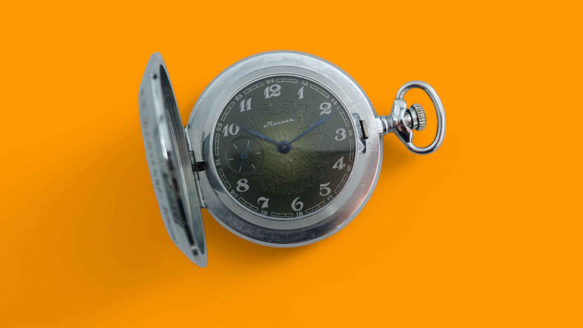 Vintage sowjetische mechanische Doppel-Hunter-Taschenuhr Molnija