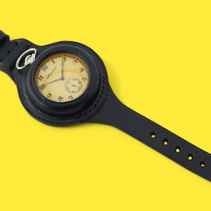 Craft Czasy I wojny światowej Nowy czarny, ręcznie robiony skórzany pasek, opaska na zegarek kieszonkowy 38-40 mm II wojna światowa, I wojna światowa, II wojna światowa, wojskowa