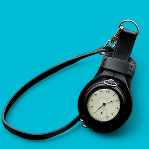 Nuovo! Custodia in pelle per orologio da tasca 50mm della prima guerra mondiale, colore nero, artigianato ucraino, custodia protettiva per il trasporto in tasca