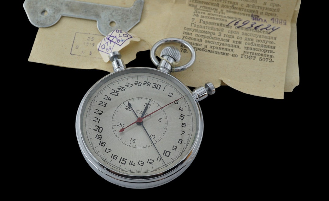 NEW BIG Vintage Three-hand Stopwatch 20 Jewels Slava Cal.5498 USSR ...