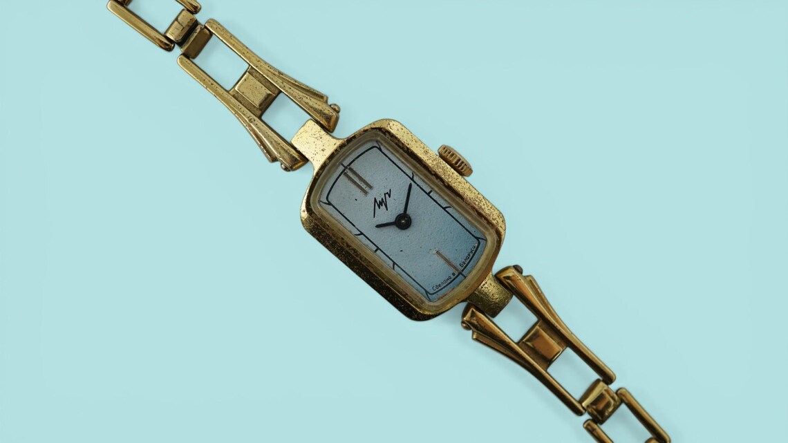 Vintage ladies watch Luch cal.1801.1.K1 17 jewels, soviet mechanical women's wristwatch bracelet USSR, unique gift, foto 3 di 5