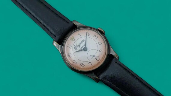 Vintage small watch Pobeda Elegance 2602 ZIM soviet mechanical USSR wristwatch, black case