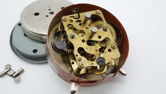 Vintage Soviet Mechanical Alarm Clock Vityaz 50 Years USSR Jubilee